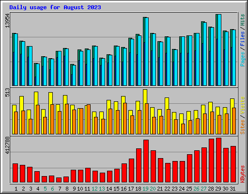 Daily usage for August 2023