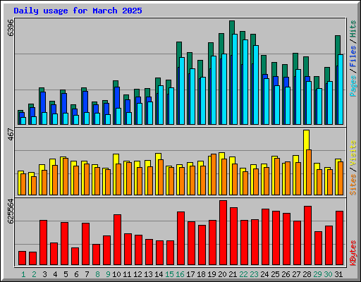 Daily usage for March 2025